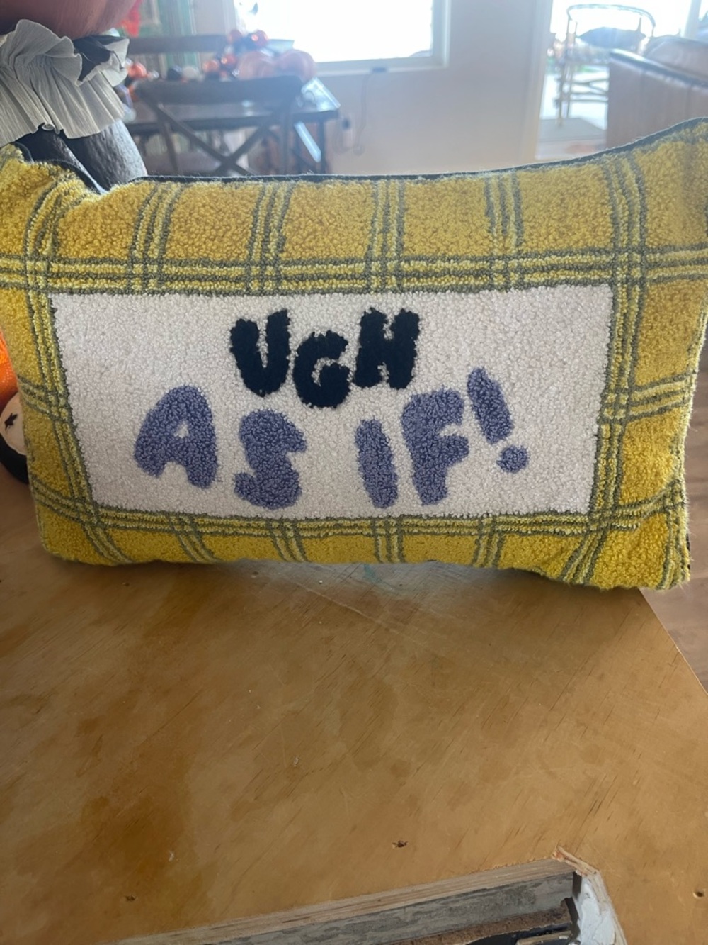 Ugh As If! Yellow Plaid Throw Pillow - Home Accents